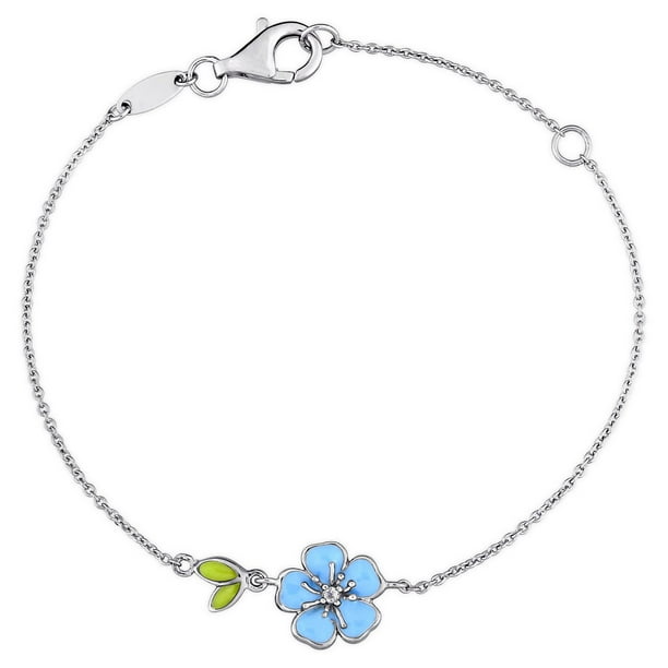 Bracelet floral pour enfant Cutie Pie Jewels en argent sterling avec accents de topazes blanches, 6 po