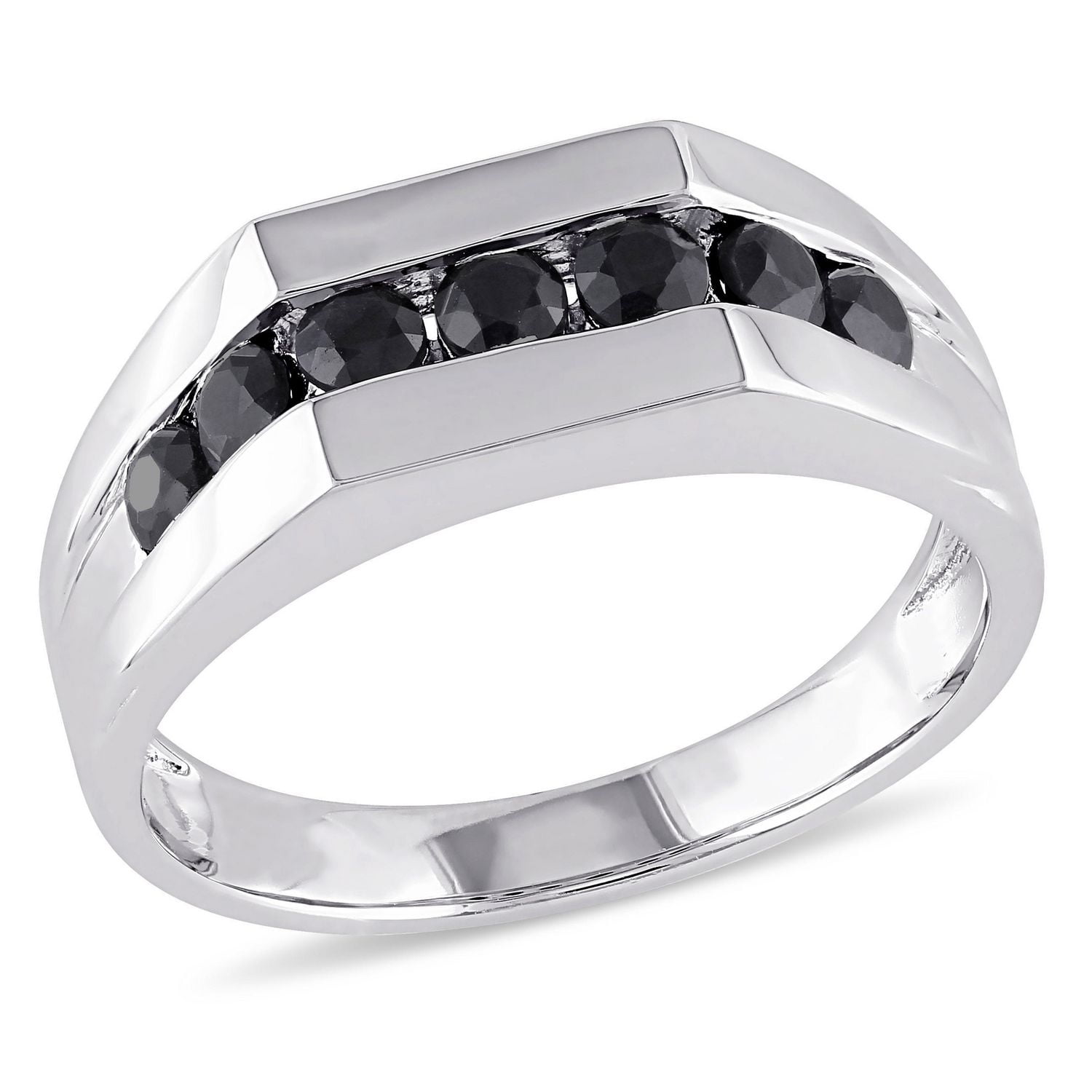 Asteria 1-3/8 Carat T.G.W. Black Sapphire Sterling Silver Men's Ring ...