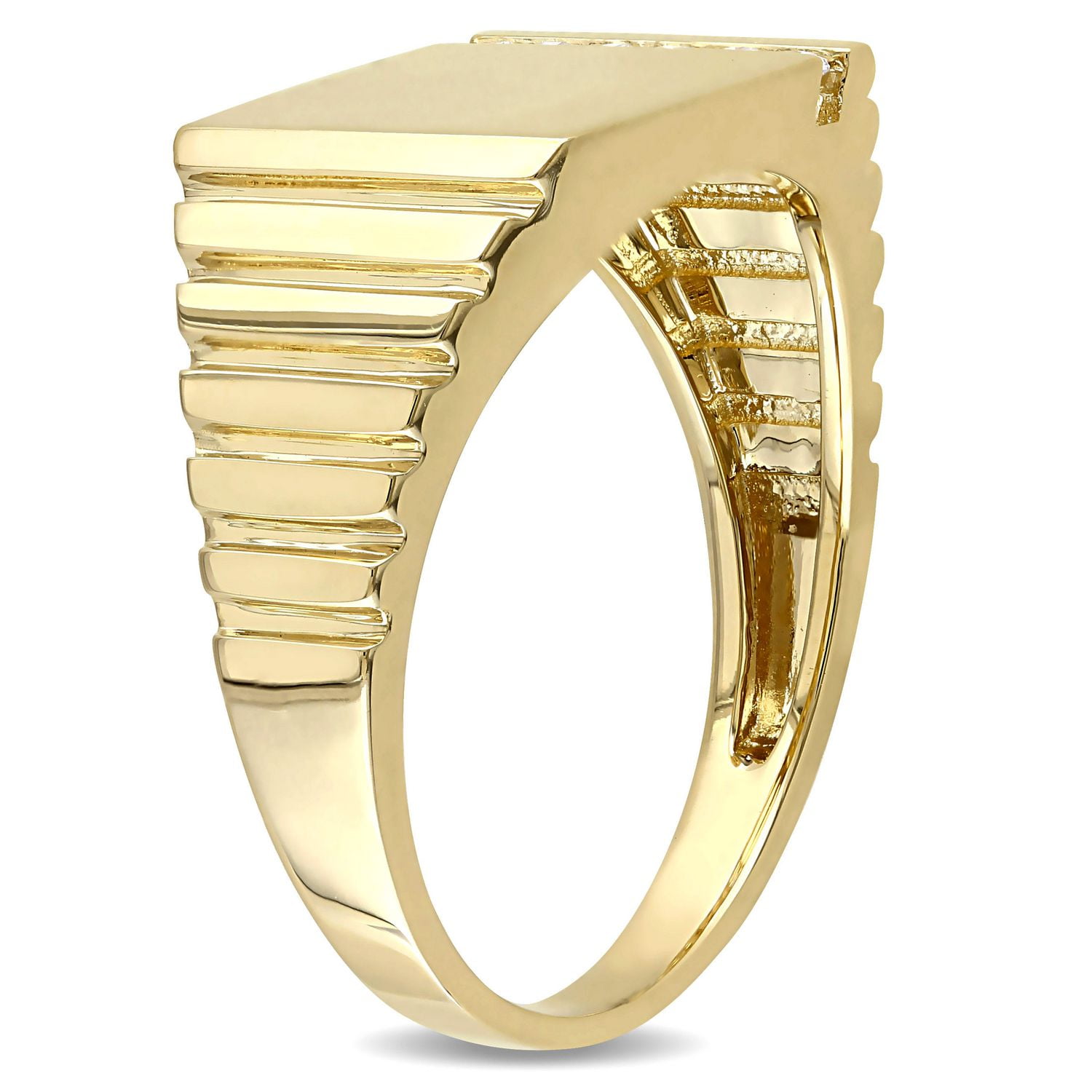 Miabella 1/10 Carat T.W. Diamond 10 K Yellow Gold Men's Signet Ring