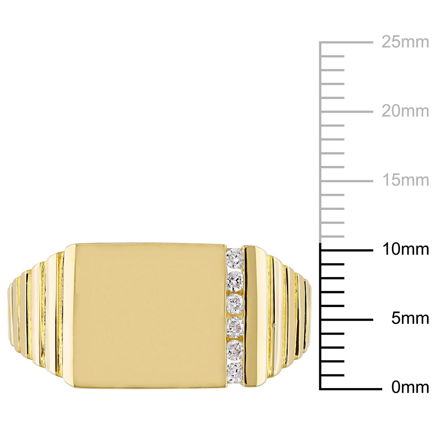 Miabella 1/10 Carat T.W. Diamond 10 K Yellow Gold Men's Signet Ring
