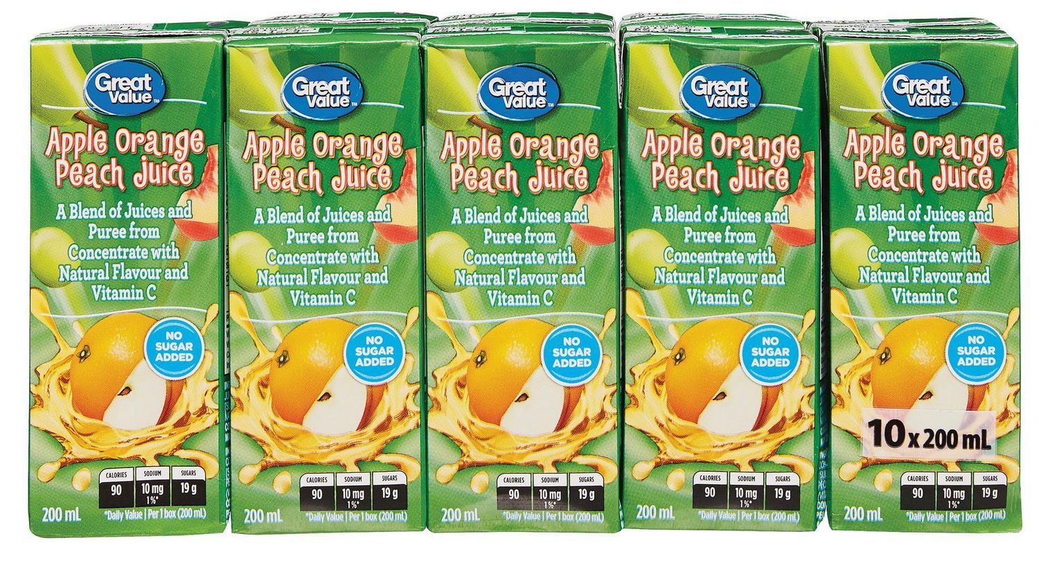 Great Value Apple Orange Peach Juice Boxes | Walmart Canada