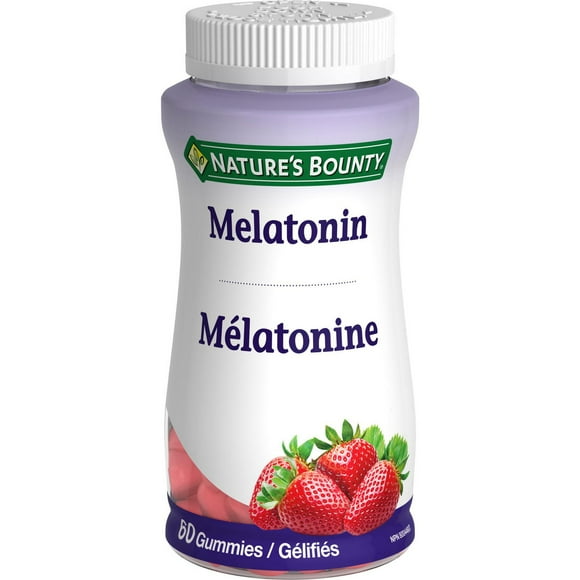 NATURE'S BOUNTY Melatonin, Gummies, Helps Reset Sleep-wake Cycle, Helps Increase Total Sleep Time, Helps to reduce the time it takes to fall asleep, Helps Reduce Effects Of Jet Lag, Strawberry Flavour 60.0 count, 60 Gummies
