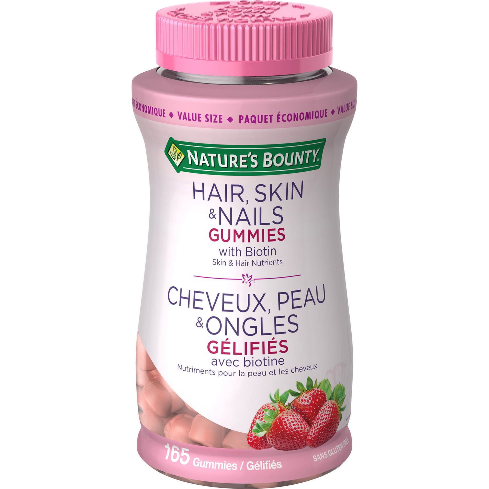 Complément Alimentaire Nature's Bounty Cheveux Peau Ongles - 150 Gélules Saveur Fraise, Extra Fort, Neuf