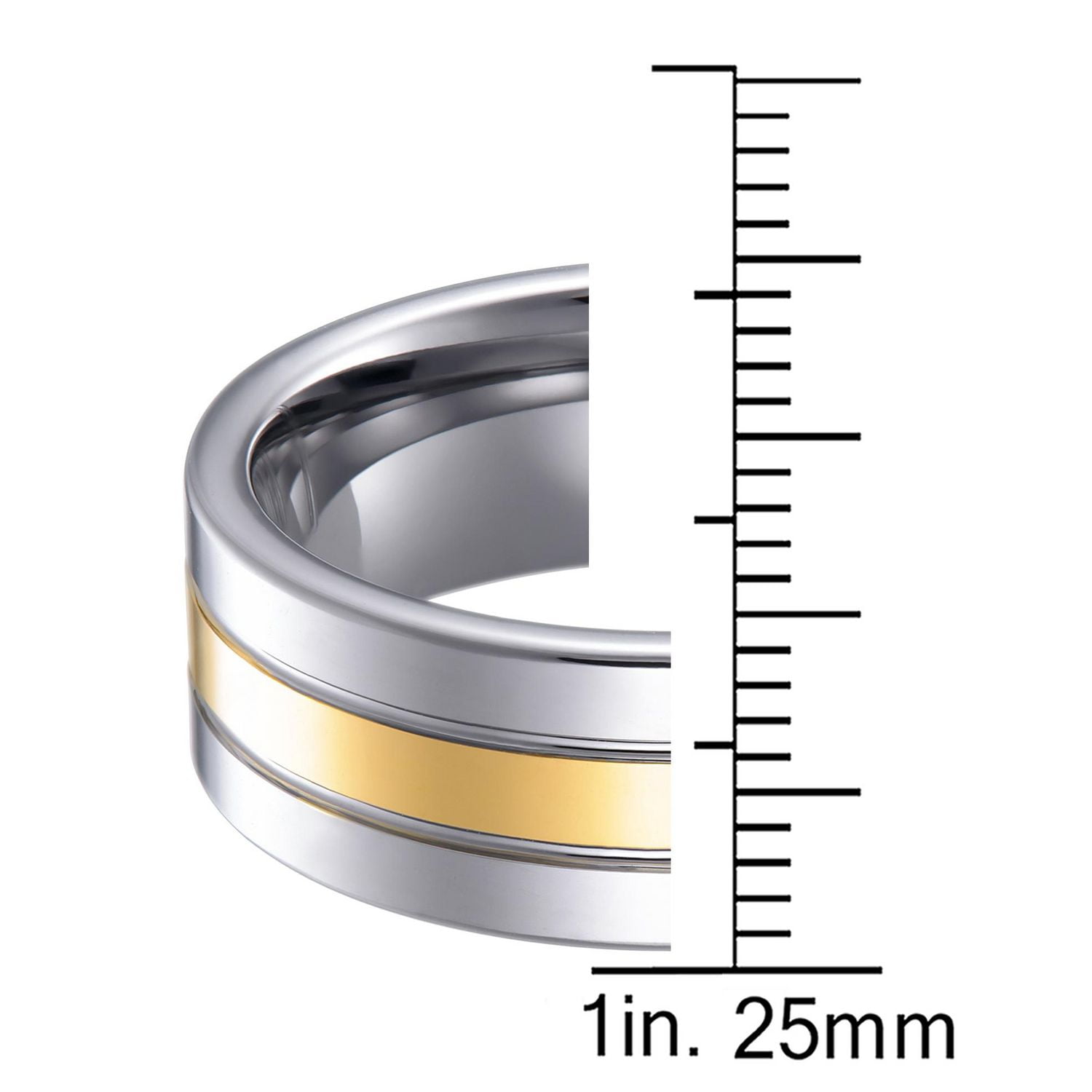 Quitessential Tungstène plaqué or poli avec laser Bague pour hommes