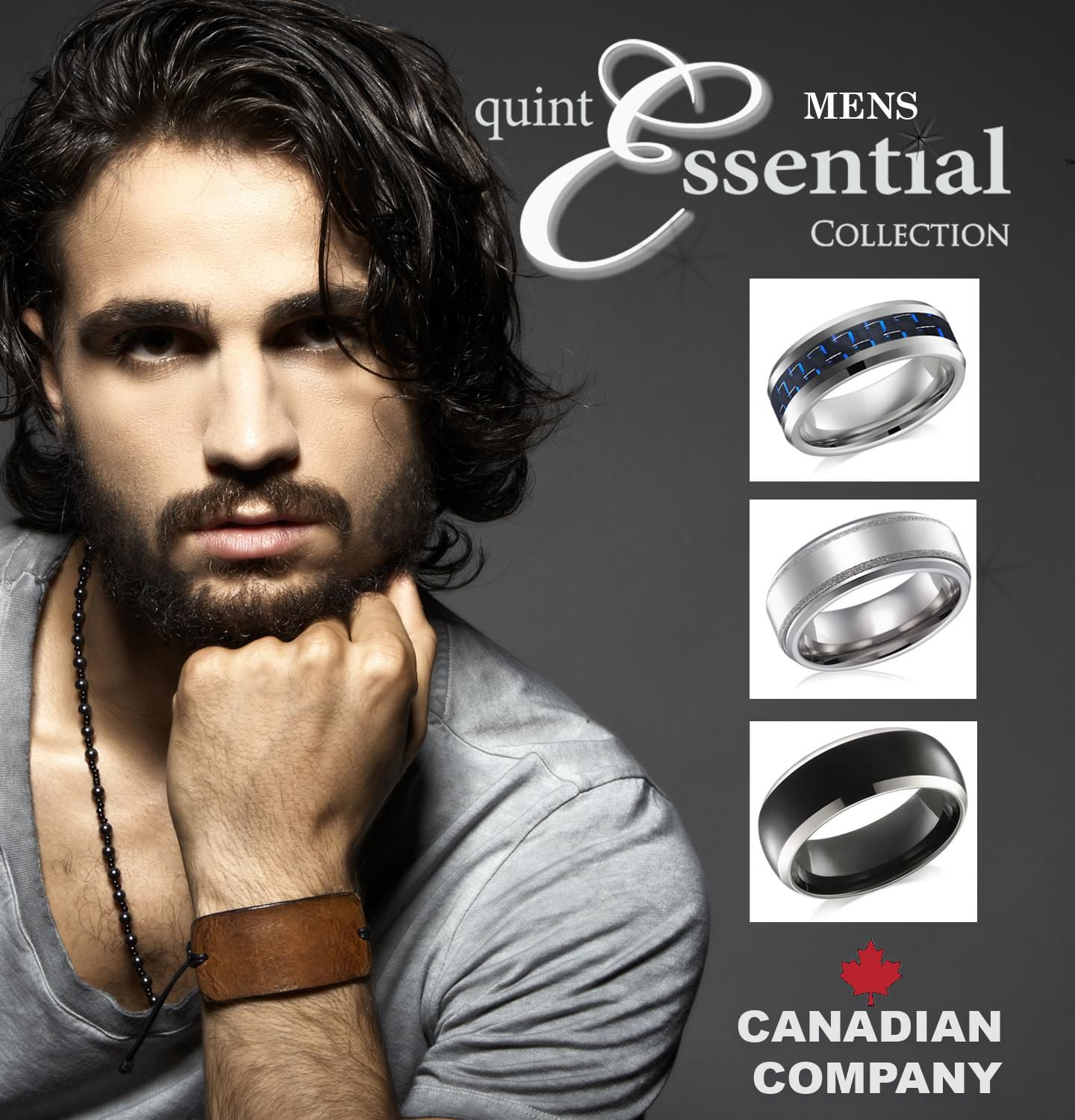 Quitessential Tungstène Bague pour hommes
