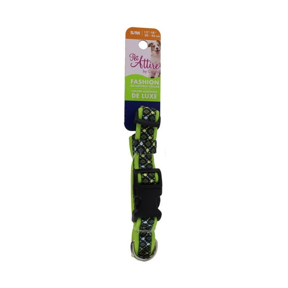 Pet Attire By Coastal Collier pour chien avec superposition en néoprène Noir Lime Skulls, 5/8" x 12-18" 5/8" x 12-18"