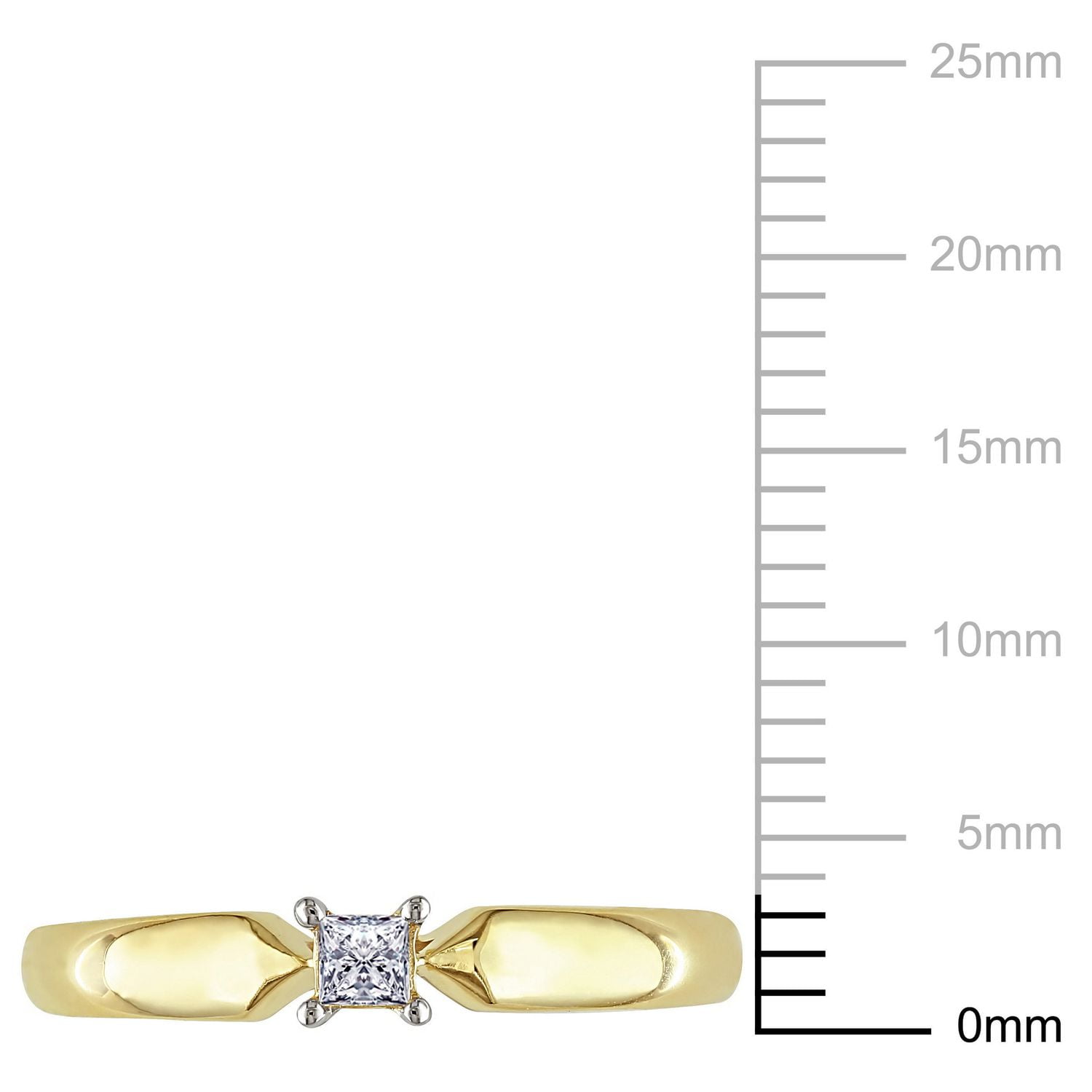 Bague de fiançailles avec 0.10 carat de diamant solitaire de coupe-princesse en or jaune 10k