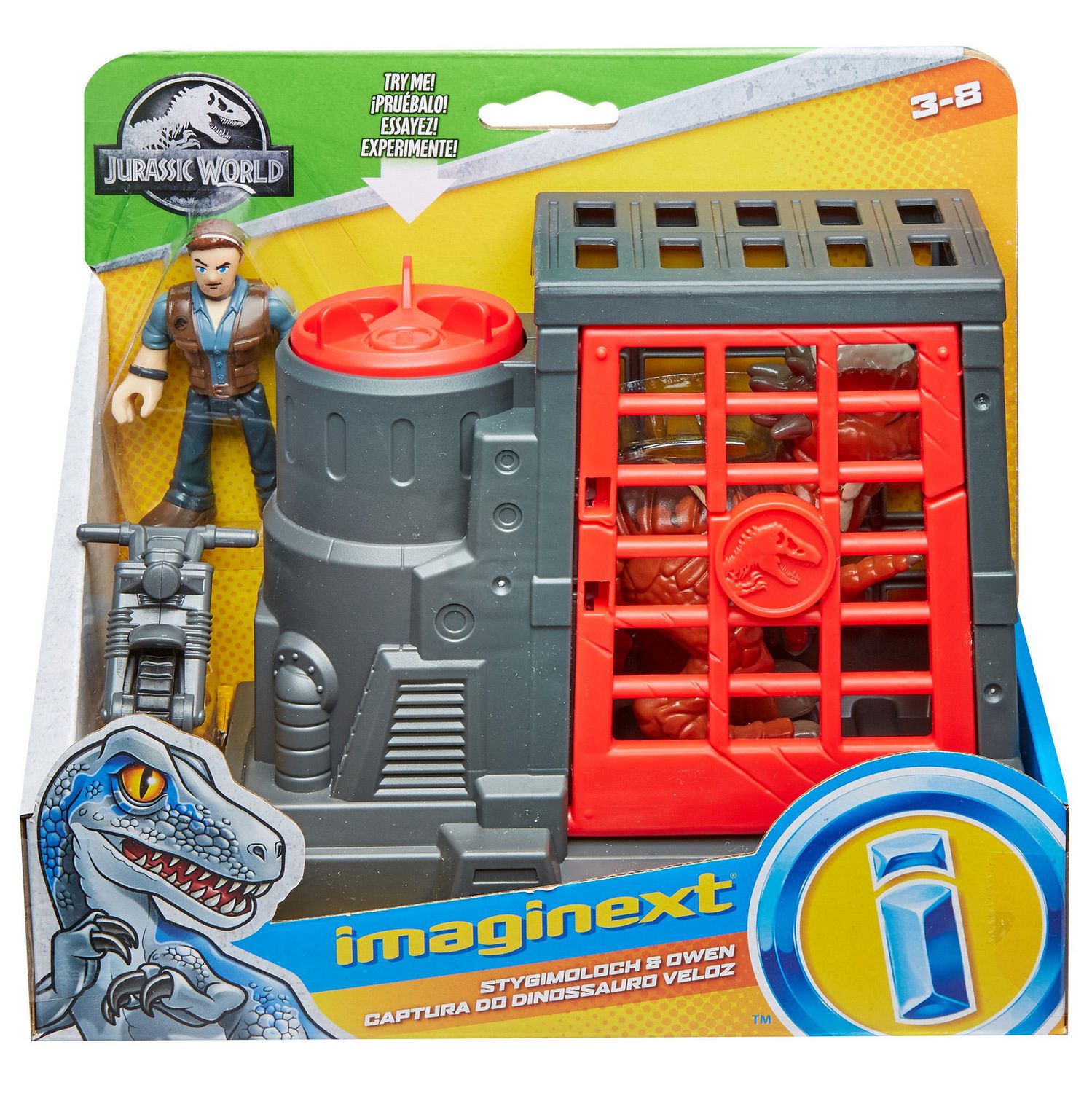 Imaginext Jurassic World Stygimoloch & Owen Playset With Motorcycle for sale online 