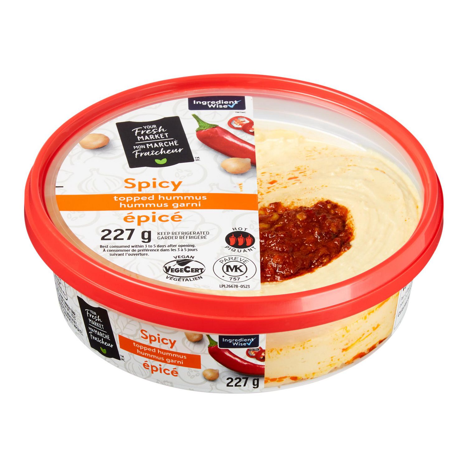 Hummus épicé garni Mon marché fraîcheur