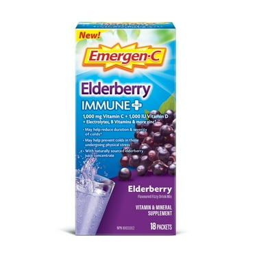 EMERGEN-C Immune Plus Elderberry, 18 count