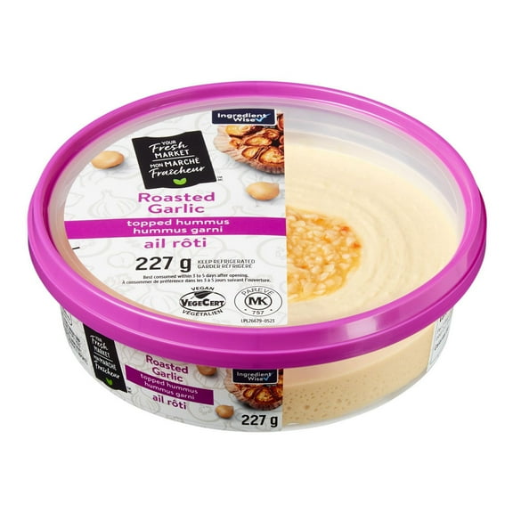 Hummus garni ail rôti Mon marché fraîcheur