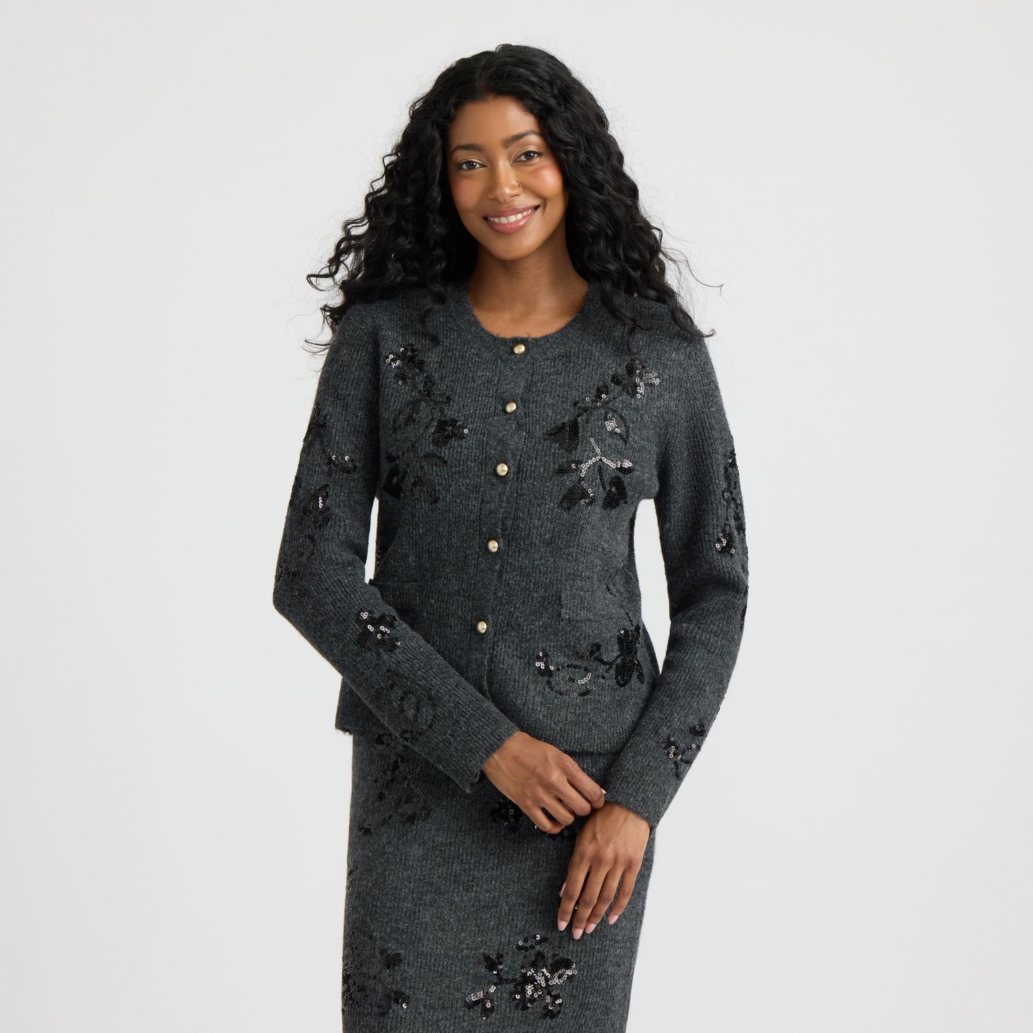 Cardigan en maille à paillettes pour femme Mexx