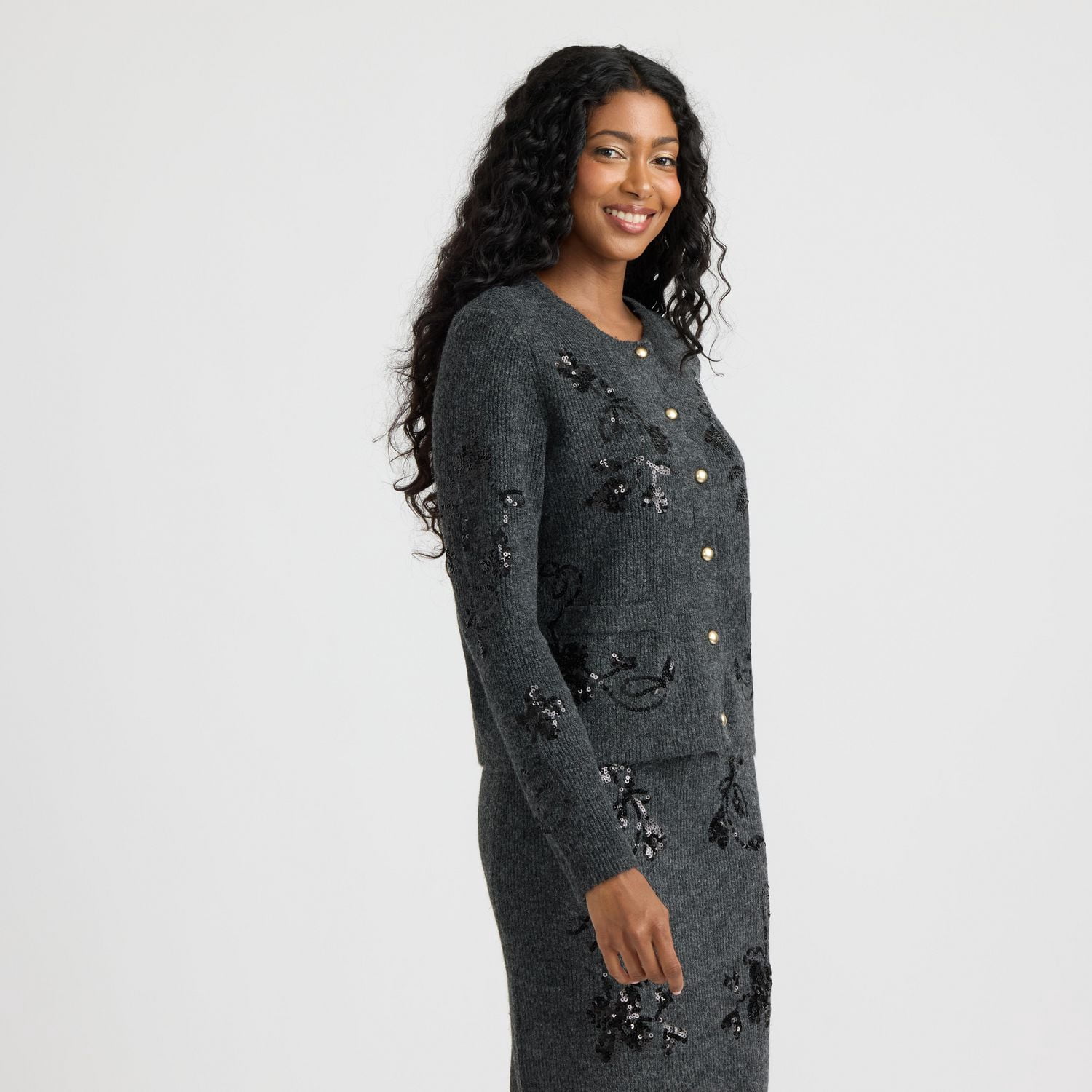 Cardigan en maille à paillettes pour femme Mexx