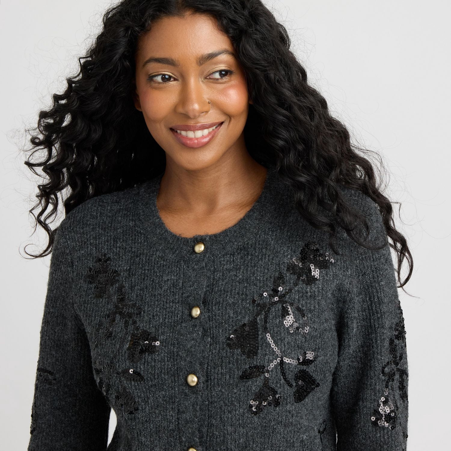 Cardigan en maille à paillettes pour femme Mexx