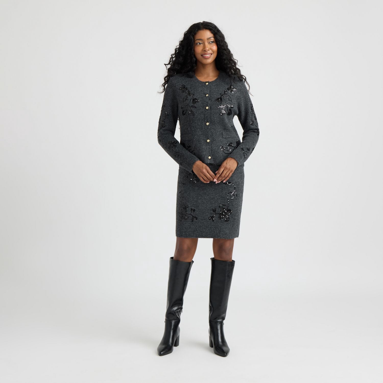 Cardigan en maille à paillettes pour femme Mexx