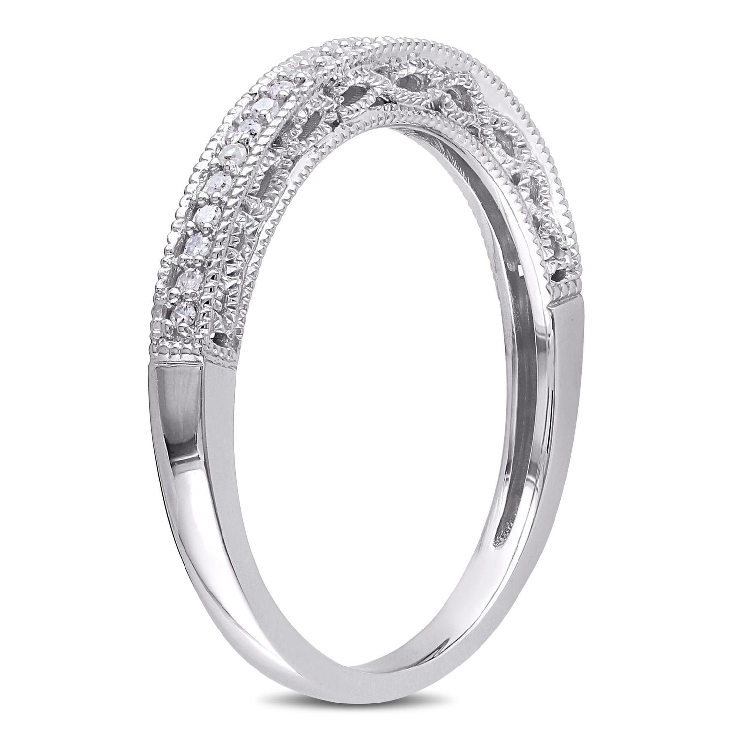 Miabella 0.10 Carat T.W. Diamond 10 K White Gold Wedding Band