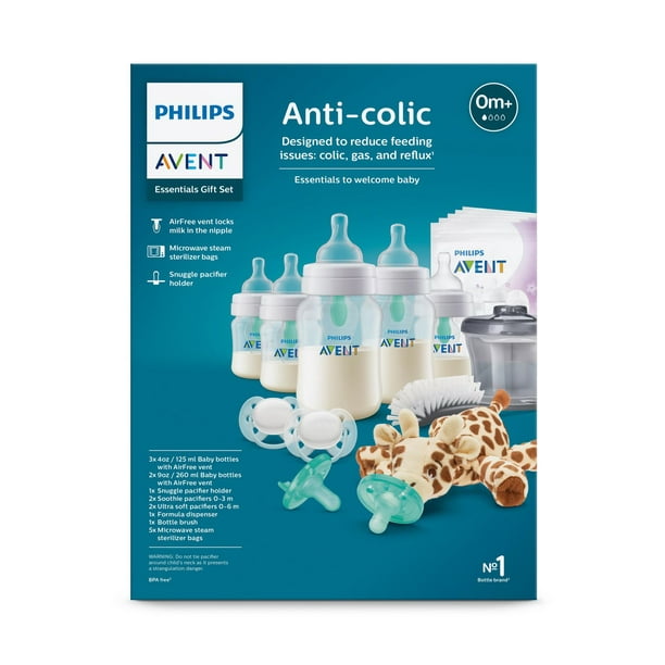 Biberon anti-colique Philips Avent avec ensemble cadeau AirFree Essentials,  SCD308/02 