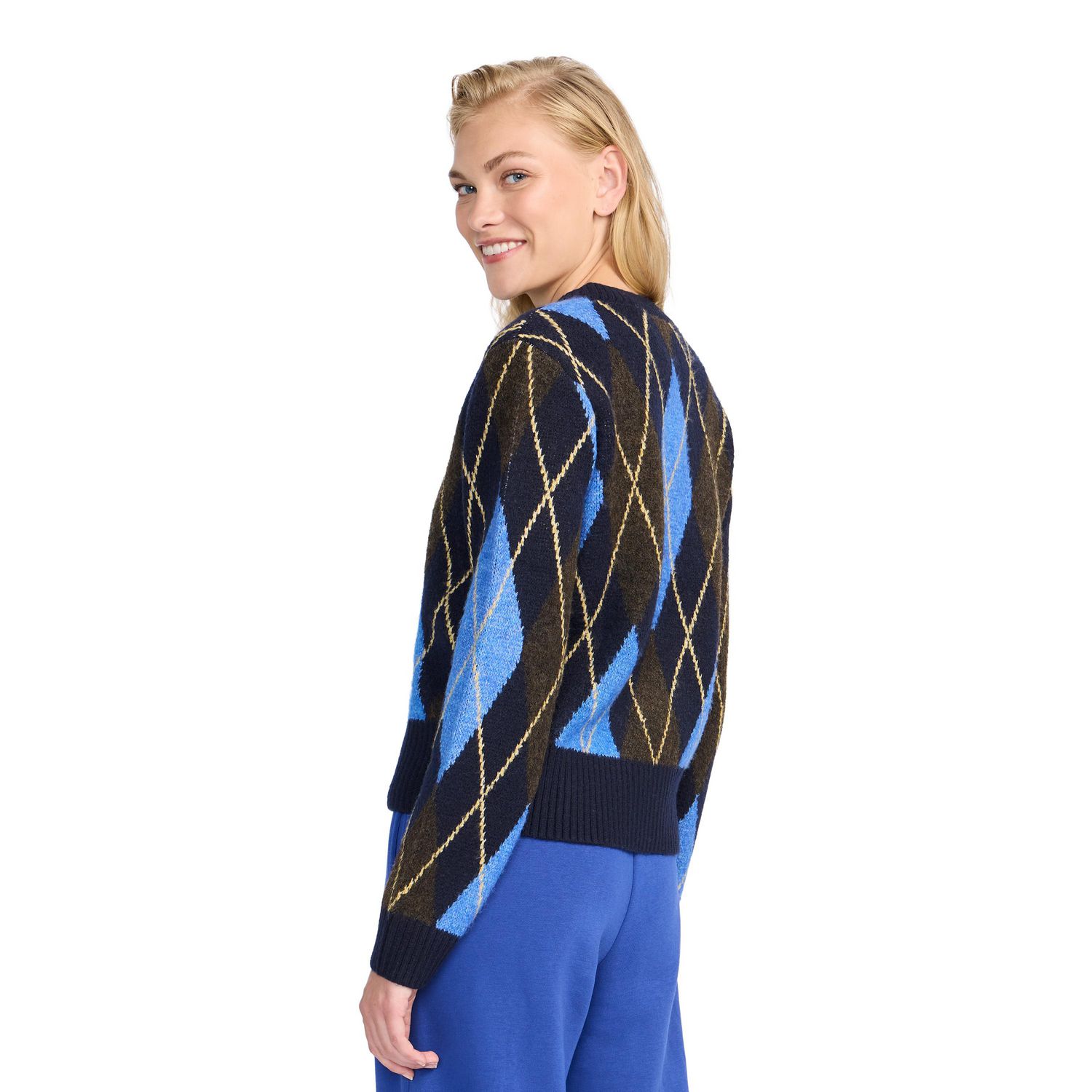 Esprit Cardigan en Tricot Argyle pour Femmes, Tailles TP-TTG