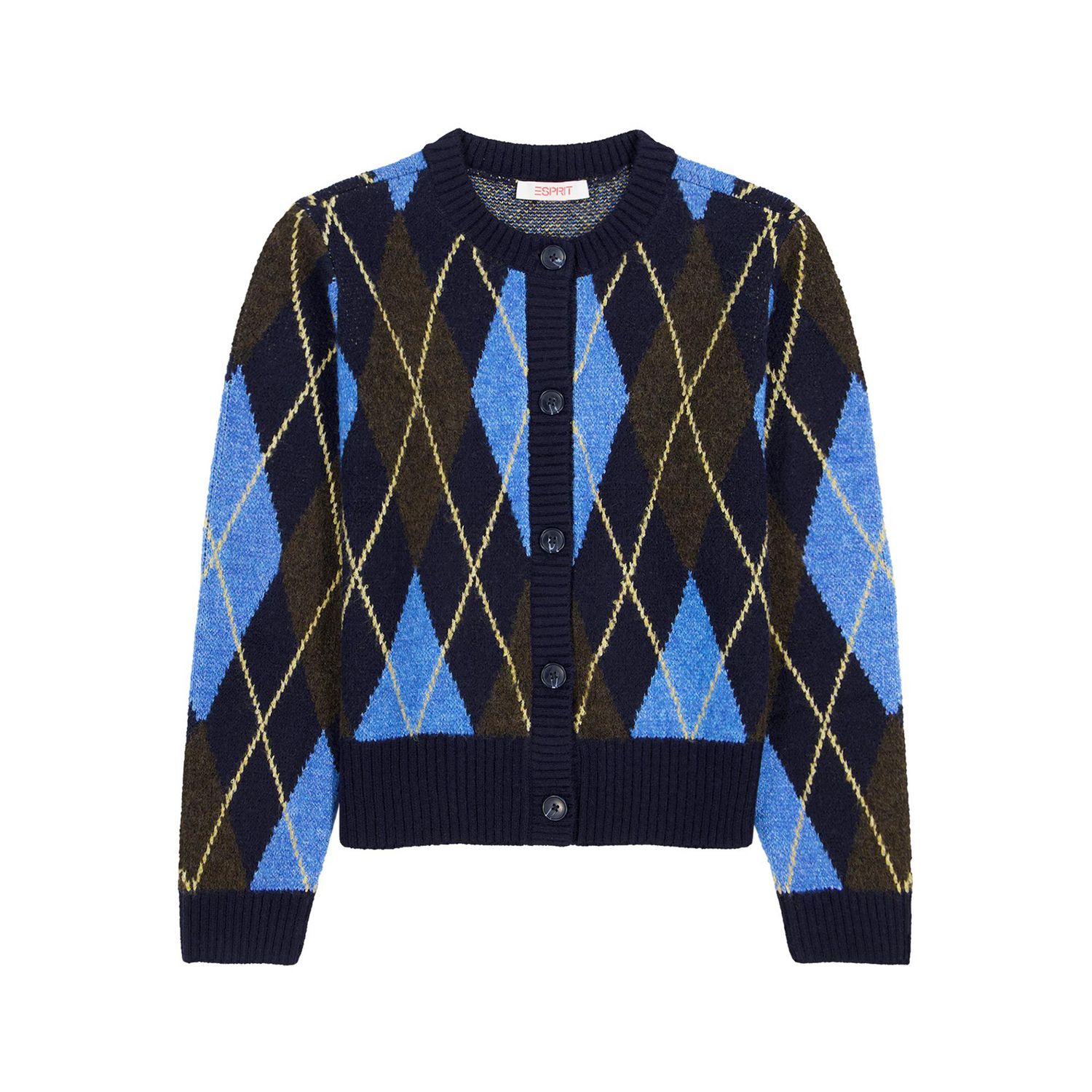 Esprit Cardigan en Tricot Argyle pour Femmes, Tailles TP-TTG
