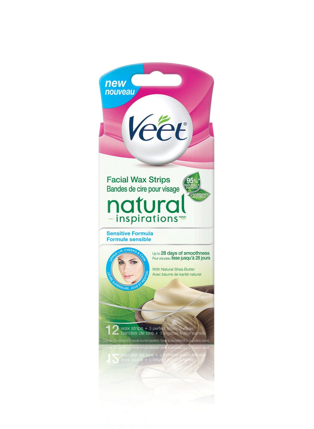 Veet Natural Inspirations Facial Cold Wax Strips for Sensitive Skin ...