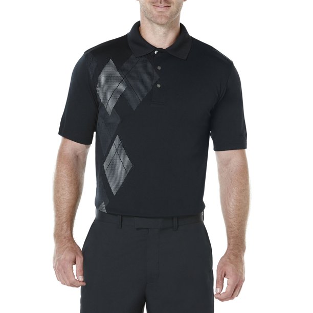 Chemise polo Golf Performance à motif asymétrique en losange et à manches courtes de Ben Hogan pour hommes