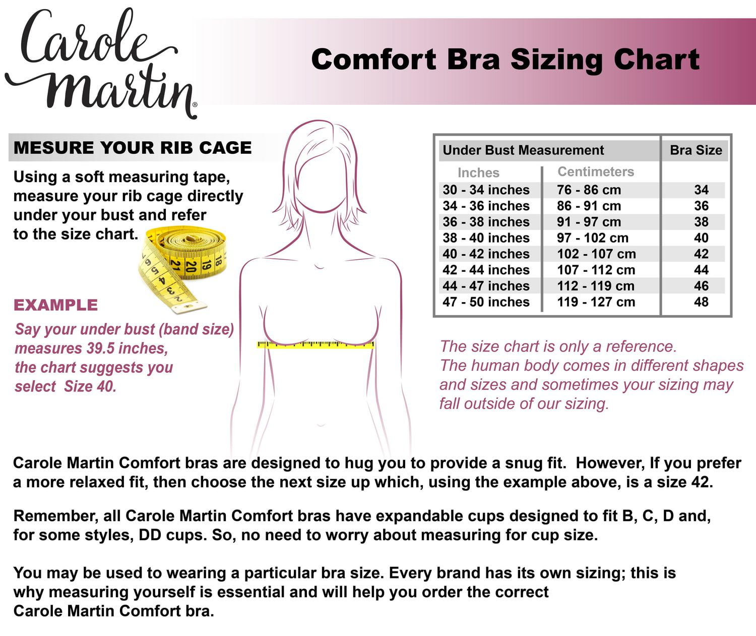 Carole Martin Wire Free Cotton Comfort Bra - Fit B-C-D Cup