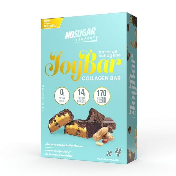 No Sugar Joybar Collagen Bar Chocolate Peanut Butter, 4 x 40g