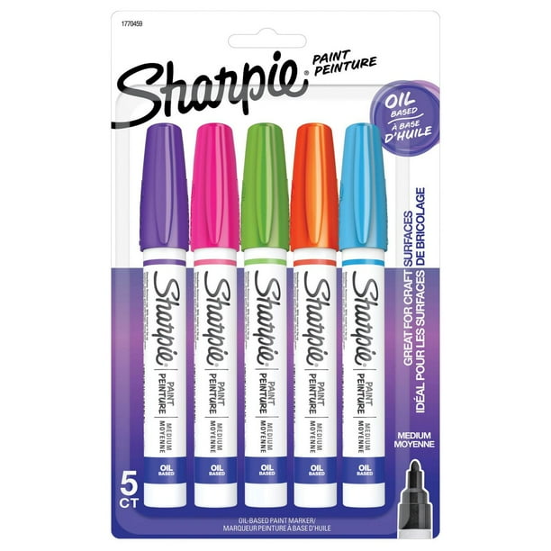 Sharpie Oil-Based Medium Point Paint Markers, Assorted Colors, 5-Pack,  Opaque paint marker 