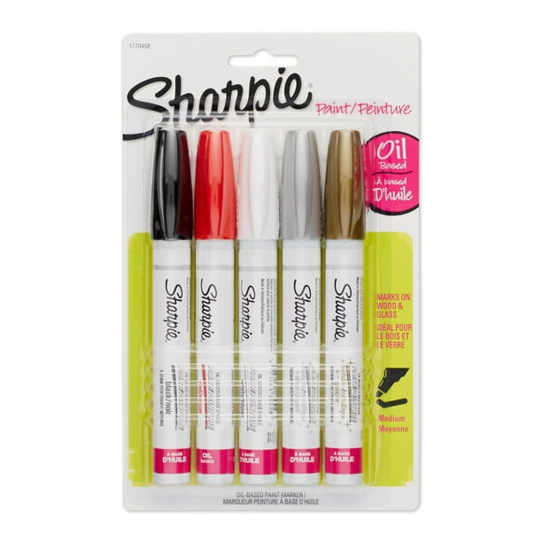 Sharpie Oil-Based Medium Point Paint Markers, Assorted Colors, 5-Pack,  Opaque paint marker 