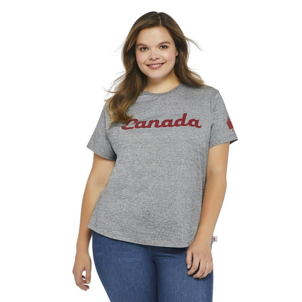 T-shirt à logo avec manches courtes Canadiana Plus pour femmes