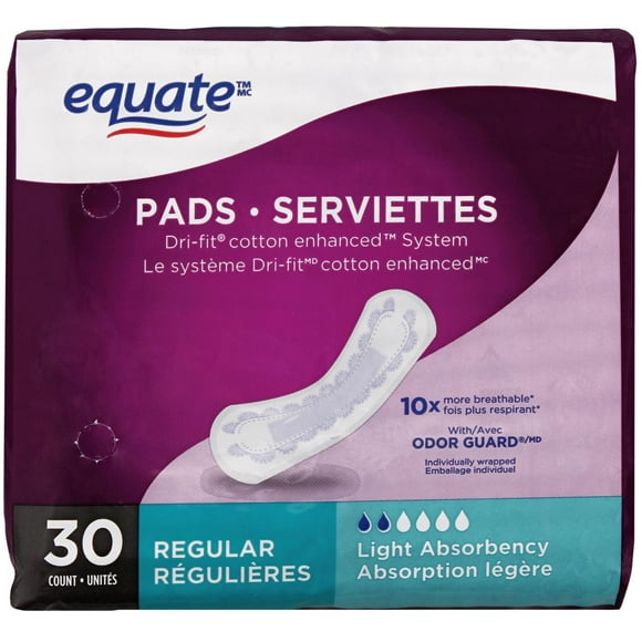 Equate Light Bladder Control Pads, 30 Pads