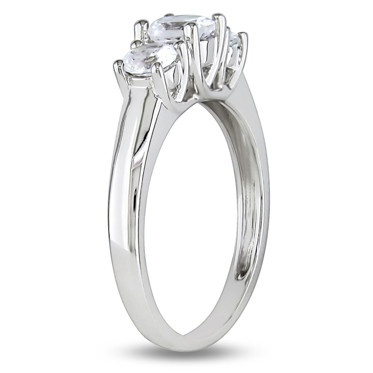 Bague de fiançailles Miabella avec 1.33 carat de saphirs blancs en or blanc 10 K