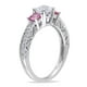 Bague de fiançailles Tangelo avec 1 carat de saphir rose et blanc synthétique et 0.13 carat de diamant en or blanc 10k – image 2 sur 4