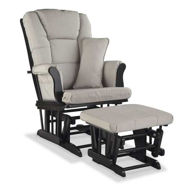 Chaise berçante coulissante avec pouf et coussin lombaireTuscany de Storkcraft, Noir (Choisissez votre coussin)