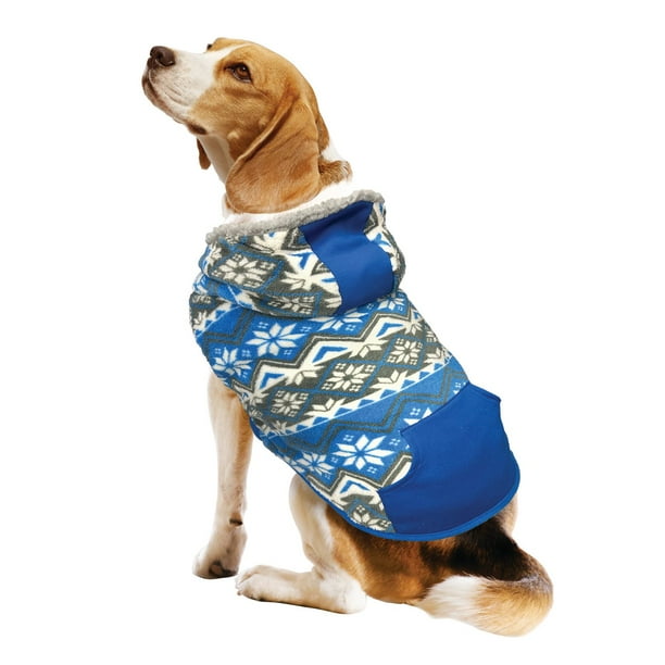 Vibrant Life Dog Clothes: Blue Snowflake Fleece Hoodie, XS-XL, Dog and ...