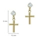 Aurelle-Petits pendants d'oreilles en or jaune 14KT à croix et zircones cubiques rondes Swarovski 3mm – image 2 sur 2
