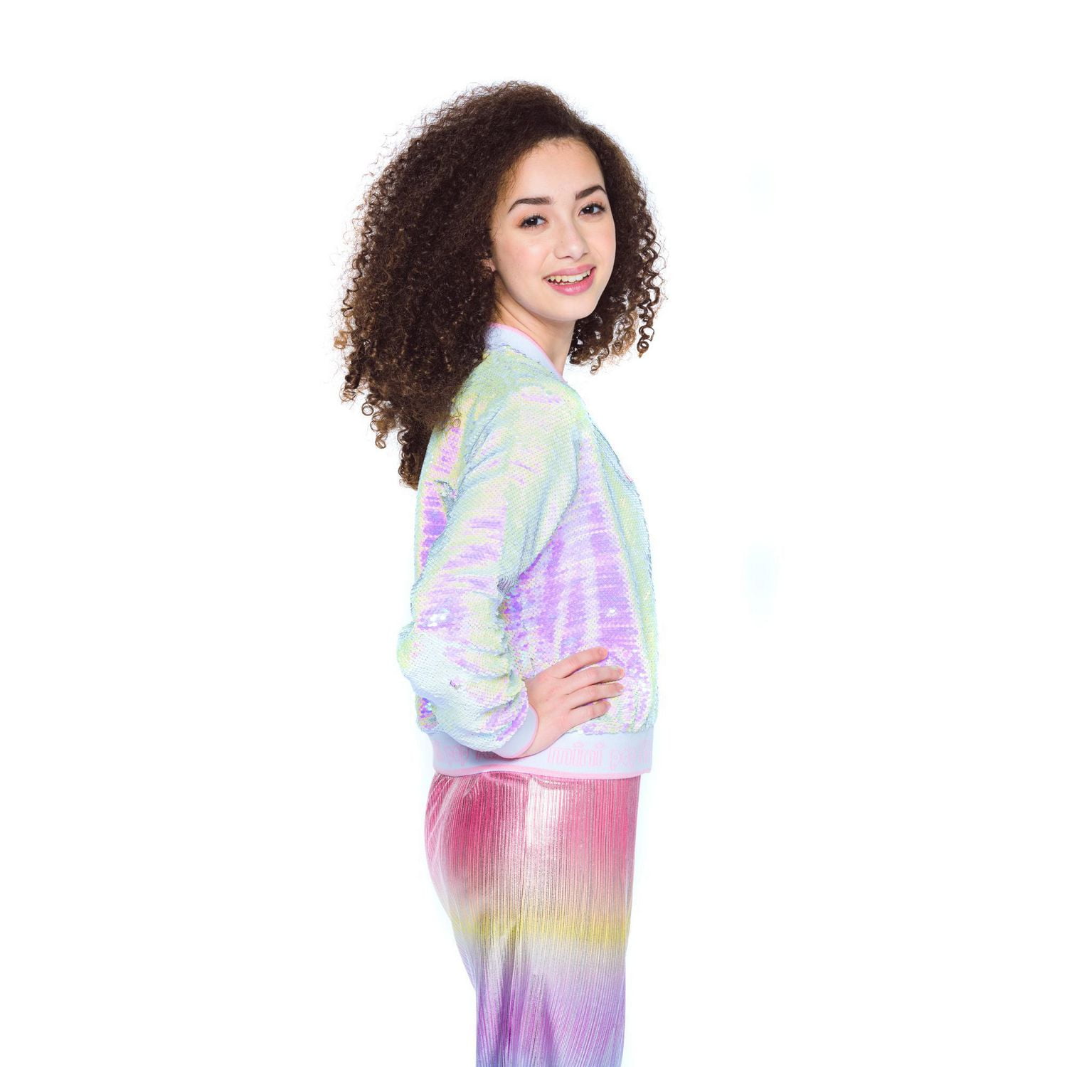 Girls Mini Pop Kids Flip Sequins Bomber Jacket