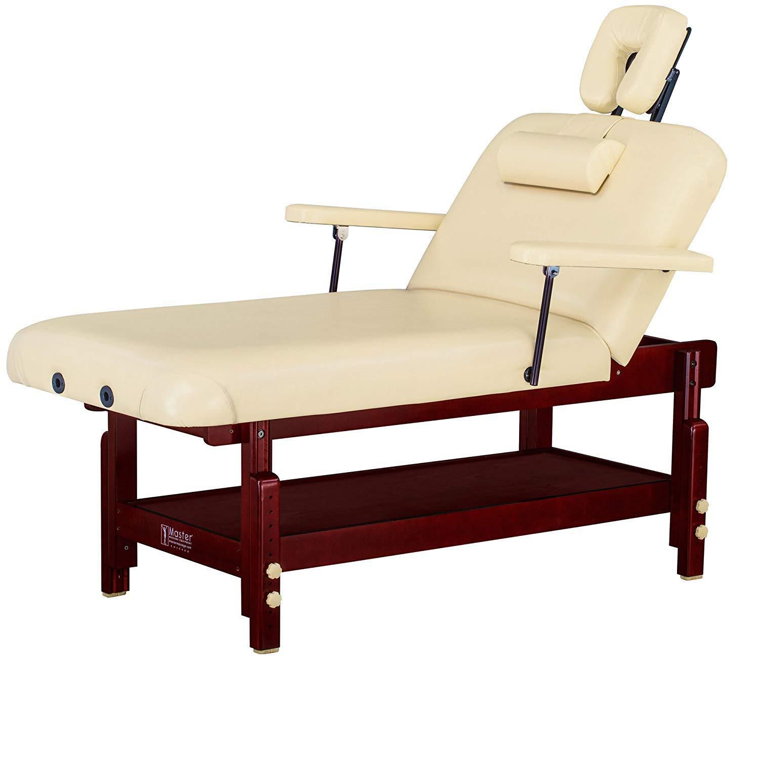 Master Massage 31 Spamaster Stationary Massage Table Salon Beauty Bed With Shelf In Cream