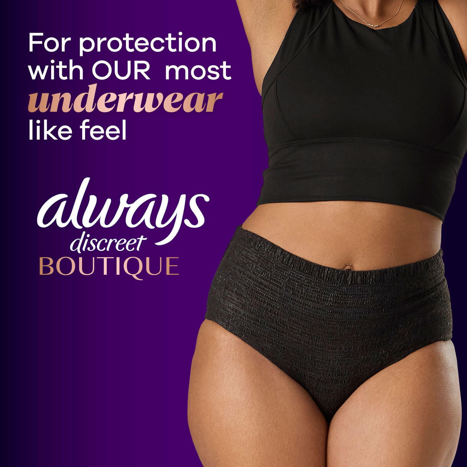 Always Discreet Adult Incontinence Underwear for Women and Postpartum Underwear, S/M, Up to 100% Bladder Leak Protection