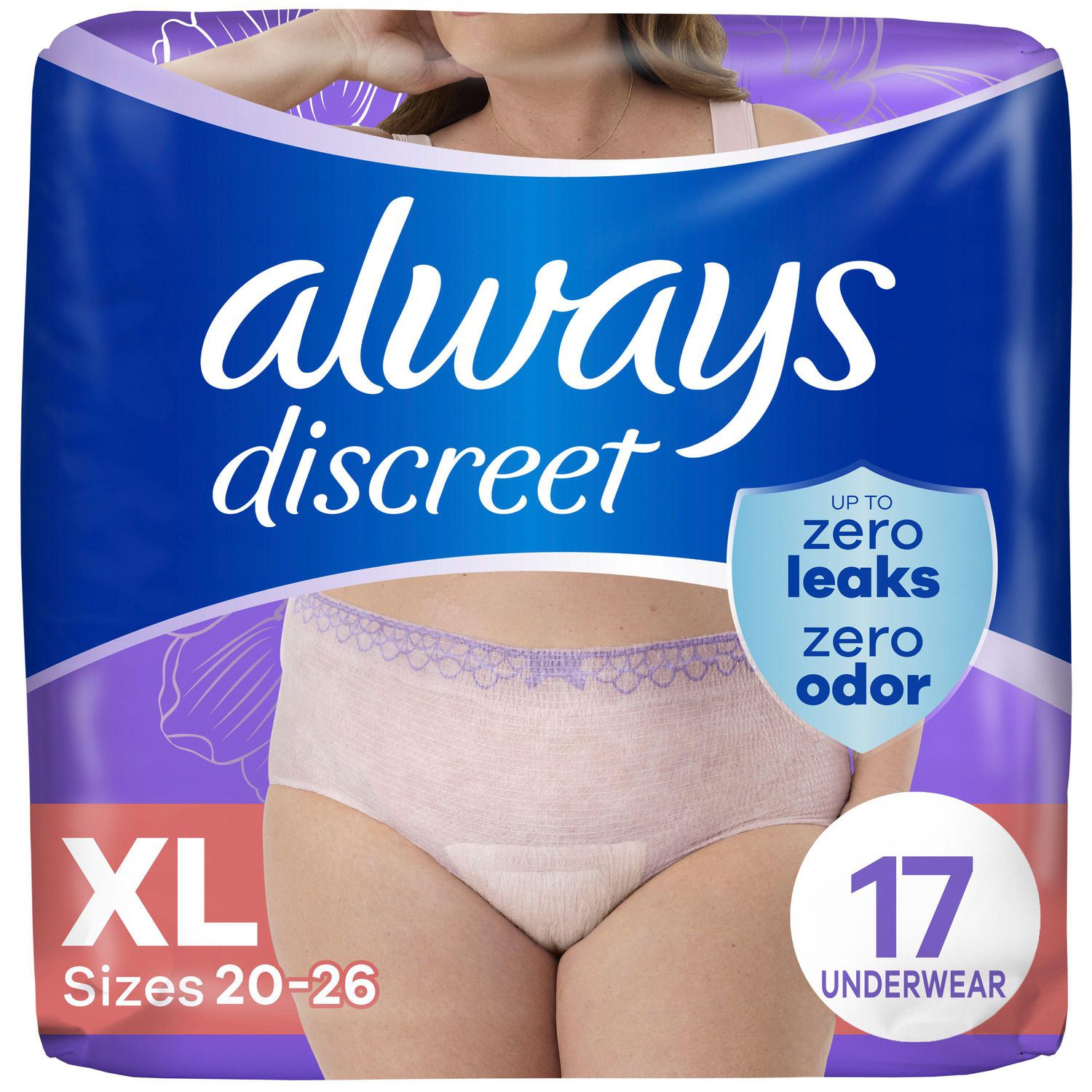 Culottes d’incontinence et de post-partum pour adultes Always Discreet, protègent jusqu’à 100% contre les fuites urinaires, pour femmes, taille TG, 17;culottes