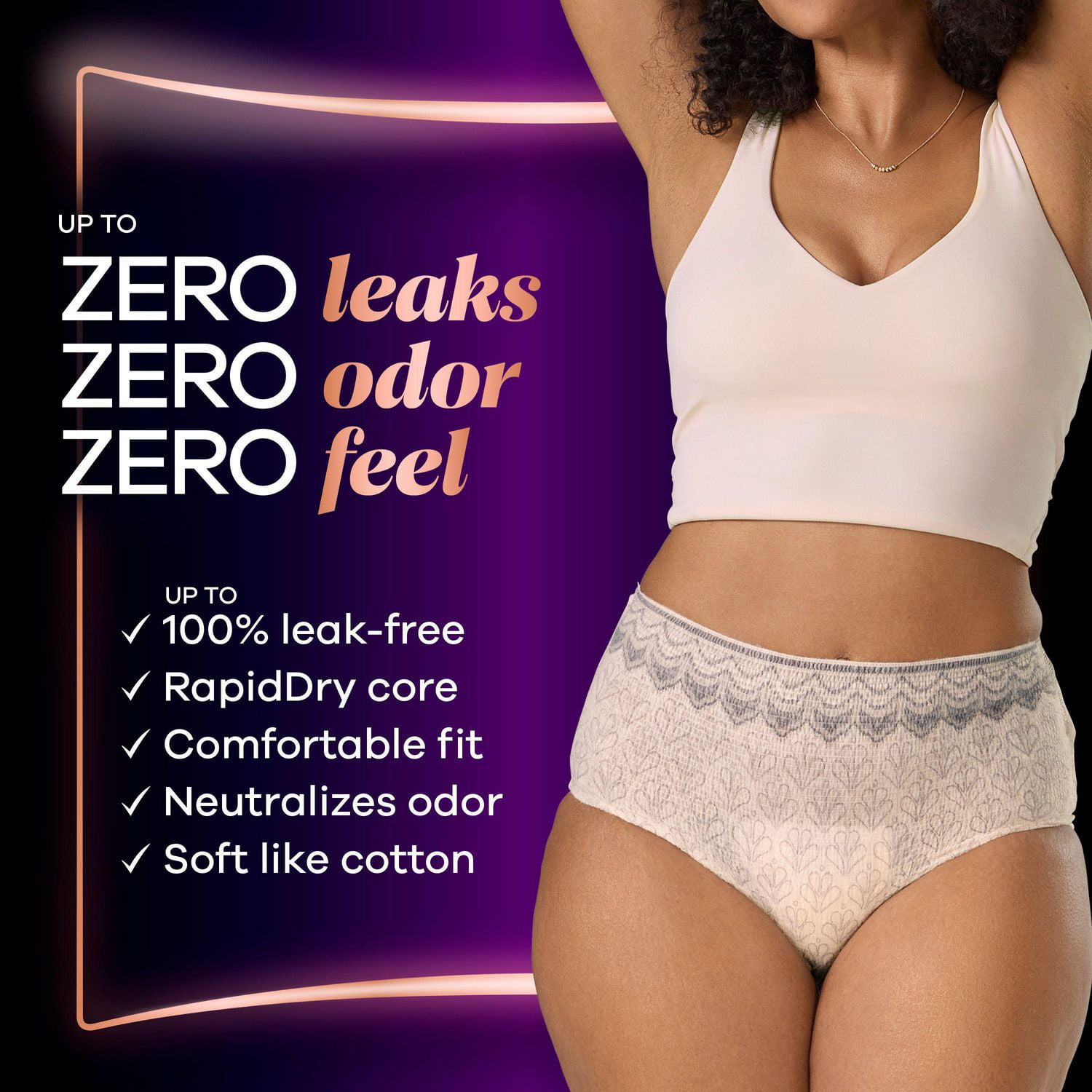 Always Discreet Boutique Incontinence and Postpartum Underwear for Women, Maximum Protection, L, Rosy
