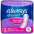 thumbnail image 1 of Always Discreet Incontinence Panty Liners for Bladder Leaks, Size 2, Very Light Absorbency, 1 of 8