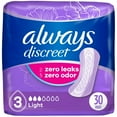thumbnail image 1 of Always Discreet Adult Incontinence Pads for Women, Light Absorbency, Regular Length, Postpartum Pads, 1 of 7