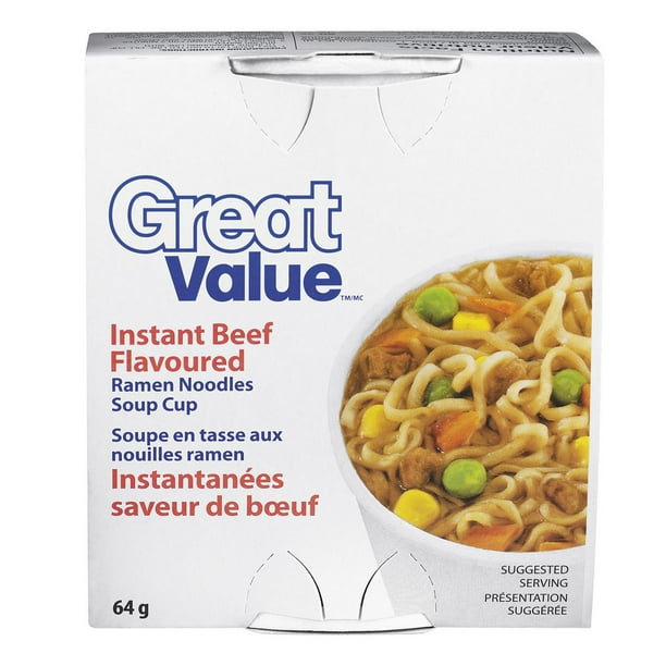Tasse à saveur de bœuf avec nouilles Great Value 64 g