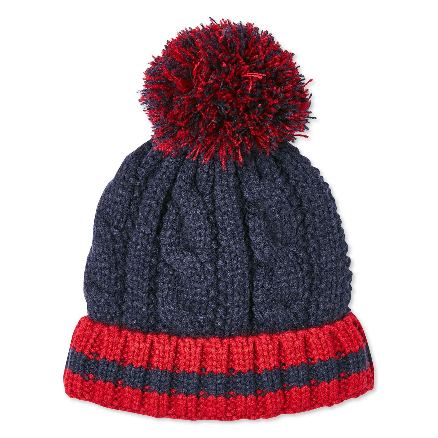 Tuque en maille torsadée à revers roulé avec pompon George pour garçons