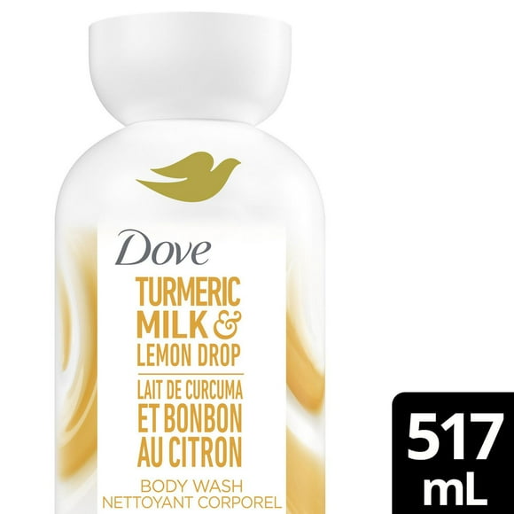 Dove Plant Milk Cleansing Body Wash 517ML for Moisturized Skin Turmeric & Lemon, no Sulfate cleansers or Parabens, pH balanced, 517mL