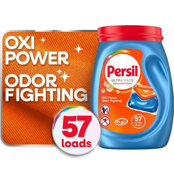 Persil Ultra Pacs Advanced Clean Oxi+Odor Power Laundry Detergent, 57 count, Oxi+Odor, 57 count