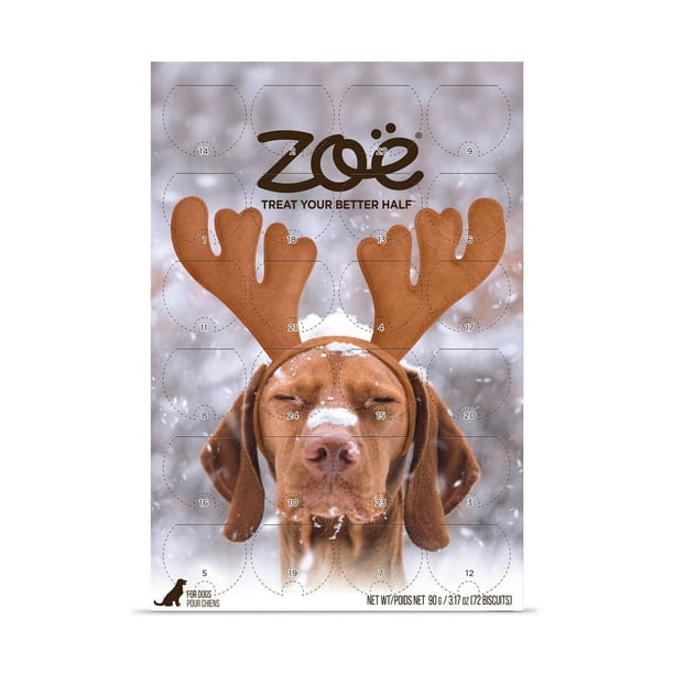 calendrier des Fêtes Zoë pour chiens avec régals à l’érable et de bacon