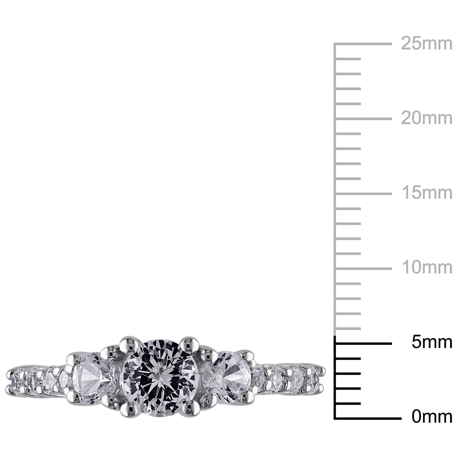 Bague de fiançailles Miabella avec 1.38 carat de saphir blanc synthétique en argent sterling