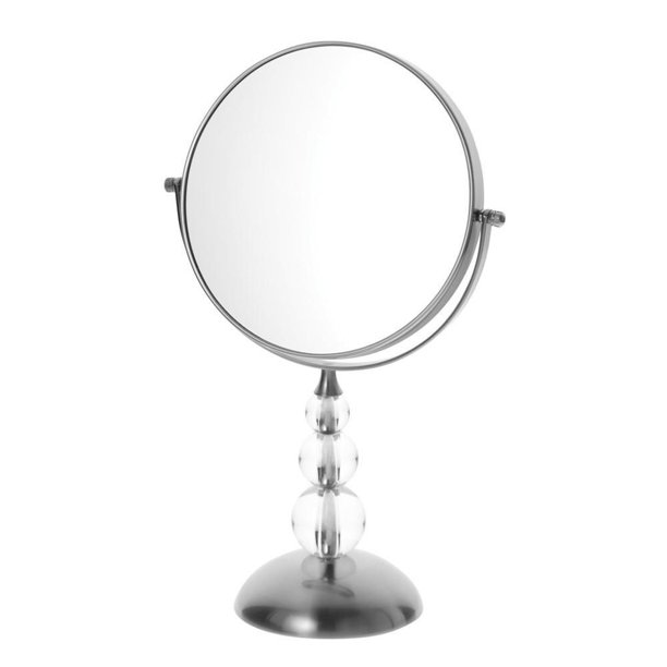 Miroir de base grossissant avec trois sphères décoratives en nickel satiné de Danielle